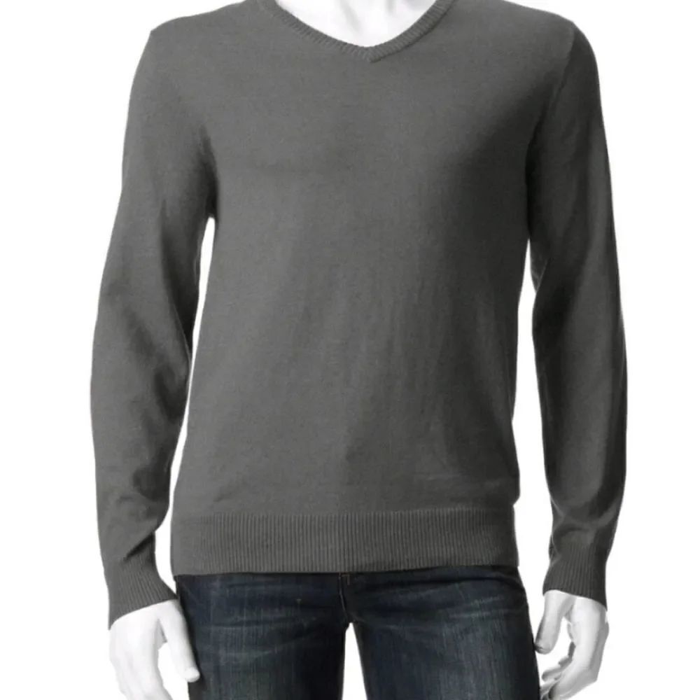 Sonoma Mens Classic-Fit Lightweight V-Neck Cotton Sweater Iron Gray